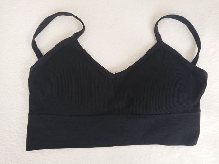 Feinripp Bustier Top Gr. 34 XS Schwarz