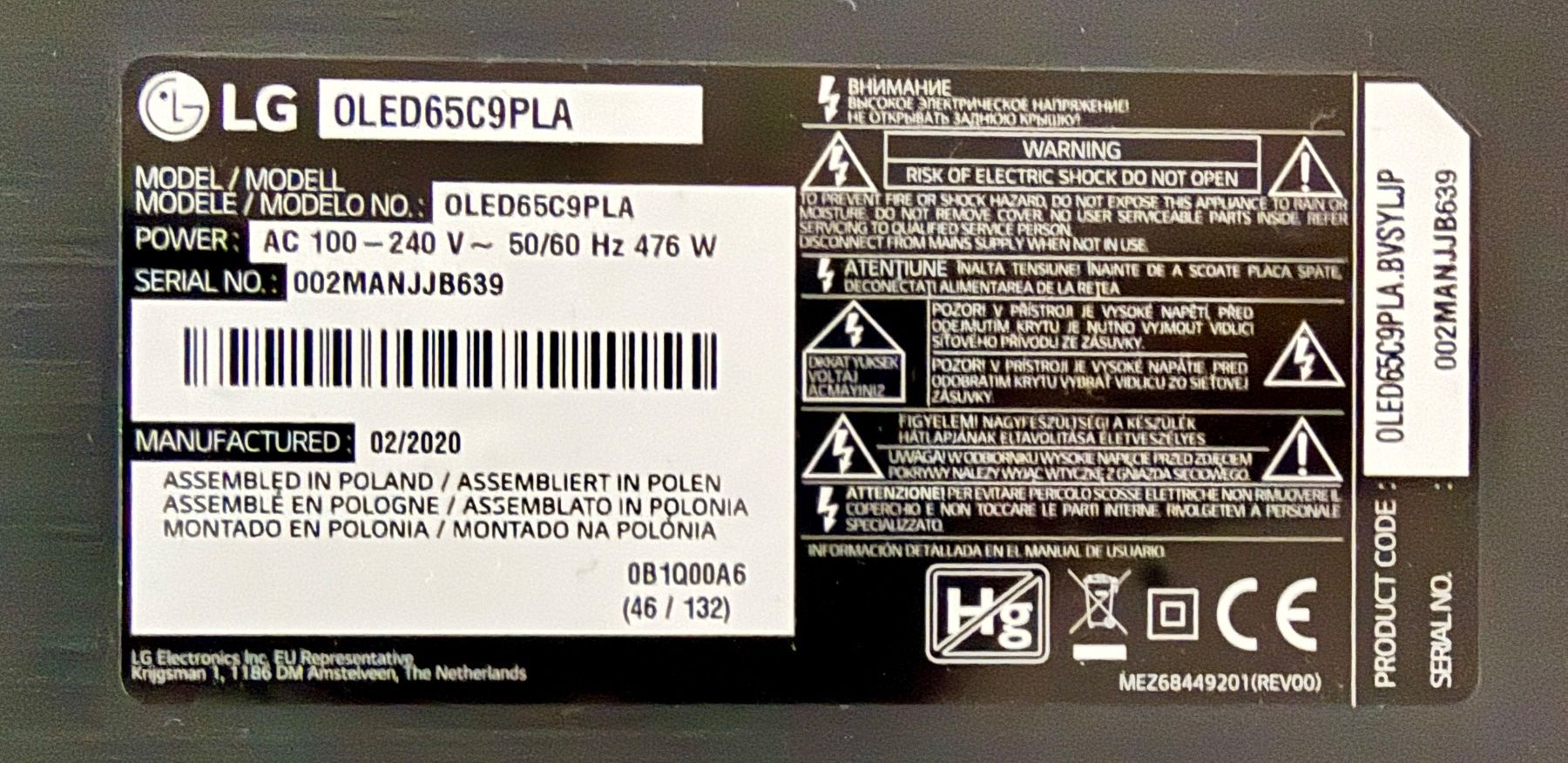 LG Fernseher: LG OLED65C9PLA – Defekt aus Niederrohrdorf von AlitaYoko 1