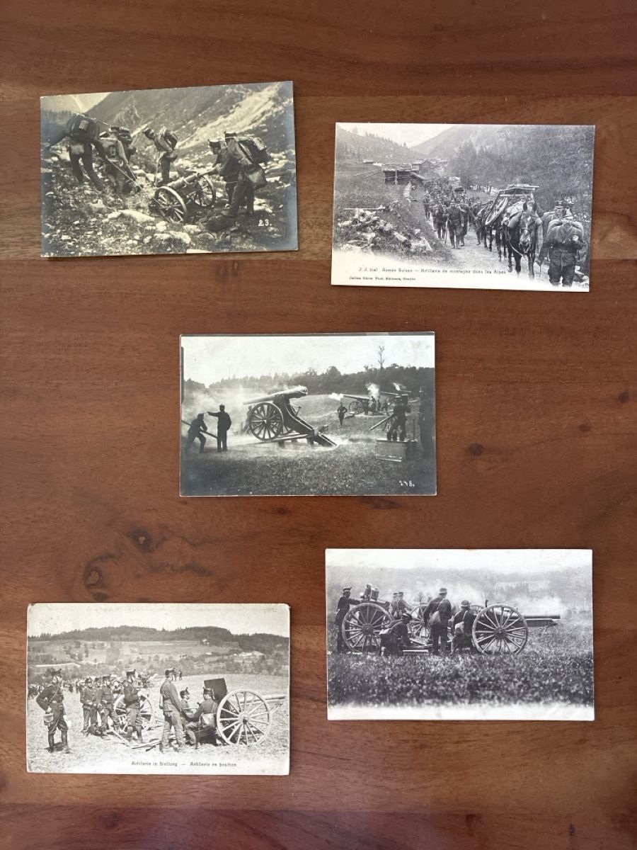 Cartoline postali: 10 Ansichtskarten Schweiz vom Militär 8 – Usato da Oftringen venduto da Cla.vD.74 2