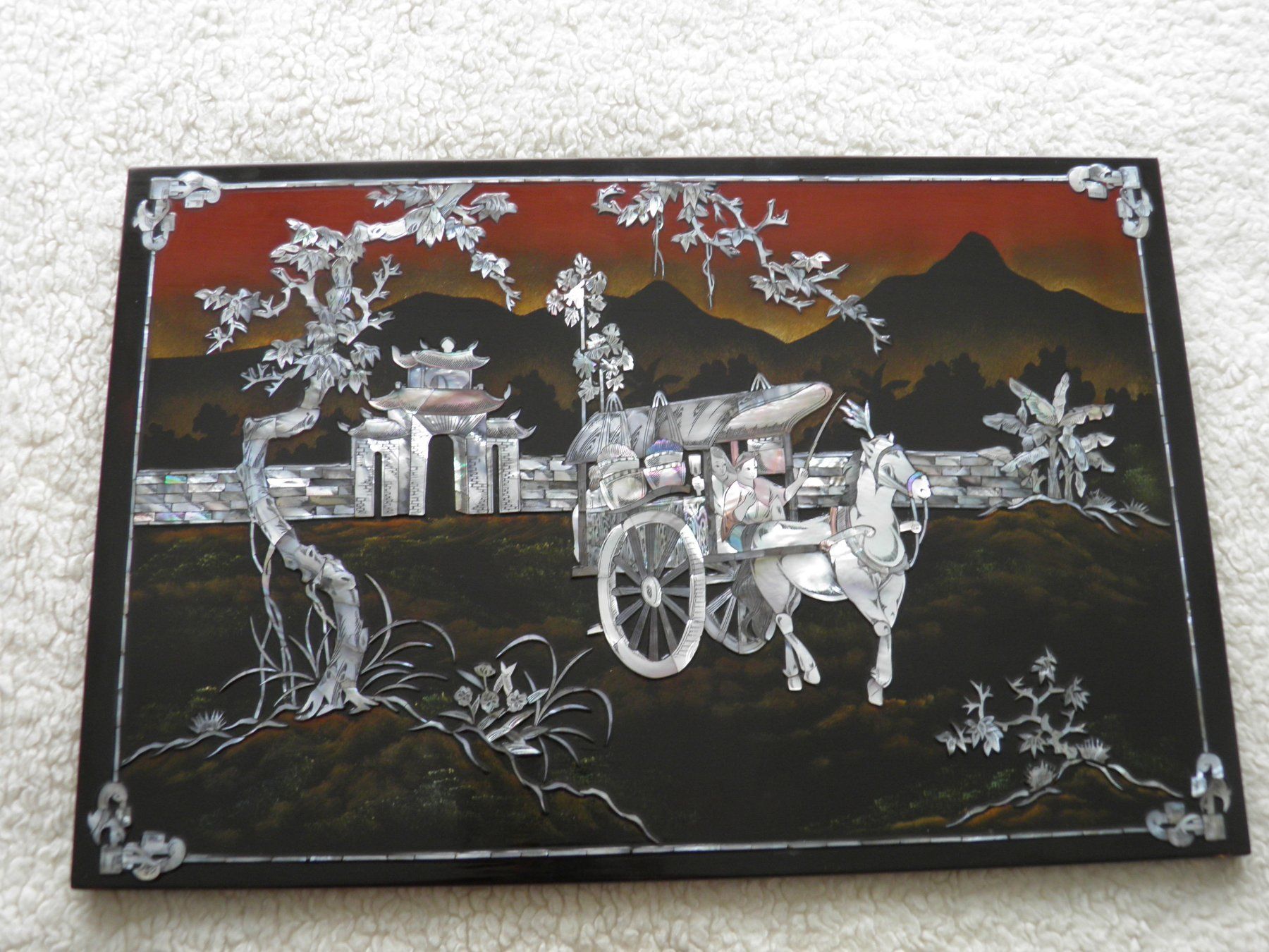 Poster & Bilder: Asiatisches Lackbild mit Perlmutt – Gebraucht aus Triesen FL von Trigon 6