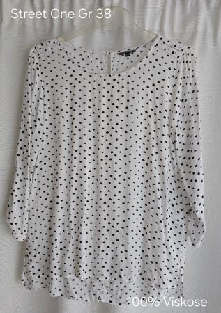 Street One Bluse, Gr. 38, schwarz/weiss gepunktet, Top!