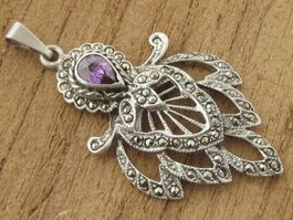 Vintage Anhänger Silber 925 Jugendstil-Design Markasiten