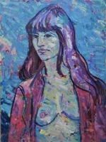 Weiblicher Halbakt in Blau-Violett Alfredo Walter 1935-2021