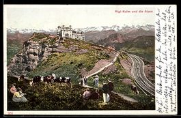 AK Rigi-Kulm, Totalansicht und die Alpen