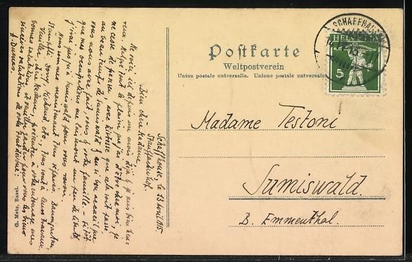 Cartoline postali: Schaffhausen, Post, Obertor, Bahnhof, St – Usato da Berlin venduto da bartko-reher 1
