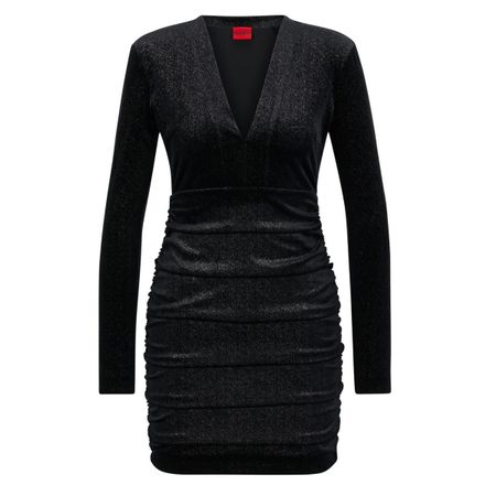 Hugo Black Velvet Dress, Long Sleeves, Party Season! Size S