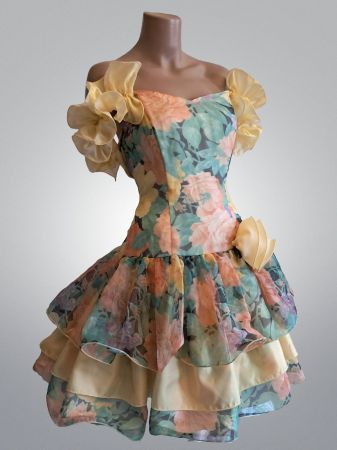 süßes Blumenkleid Cocktailkleid bunt Tanzkleid Gr.38/40
