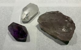 Set 3 Stück schöne Halbedelsteine, Amethysten + Bergkristall