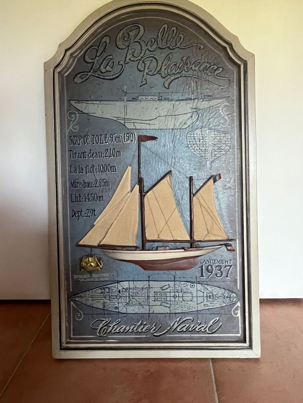Poster & Bilder: Segelbootmodell auf bemaltem Holzrahmen – Gebraucht aus Zürich von star7671 1