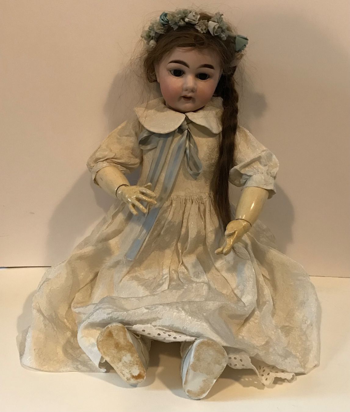 Beautful DRESS for ANTQUE bsque DOLL Sfbj Jumeau Kestner Halbg Heubach Magnfque robe pour