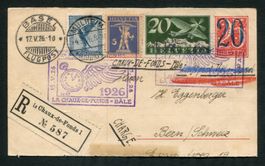 LUXUS-Flugpostkarte, 4er Frankatur CH-Deutschland, !!!RAR!!!