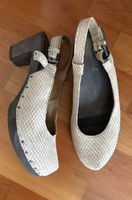 SOFTCLOX Holz-Sandalen Clogs 38 Beige Blockabsatz