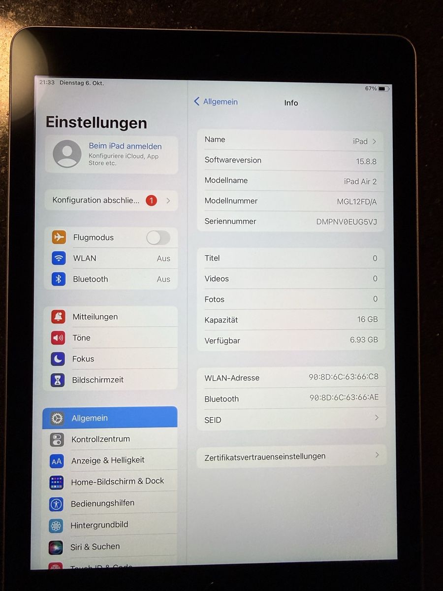 Apple Tablet PC: Ipad Air 2 (A1566) – Gebraucht aus Zug von KoSaZ 2
