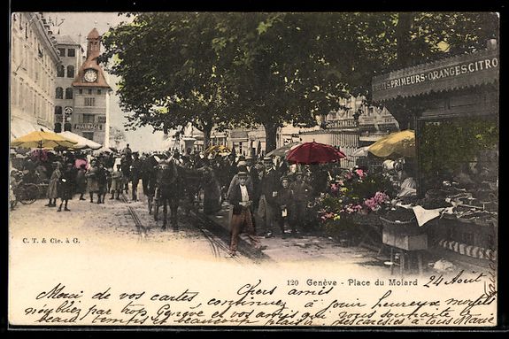 Cartoline postali: AK Genève, Place du Molard – Usato da Berlin venduto da bartko-reher