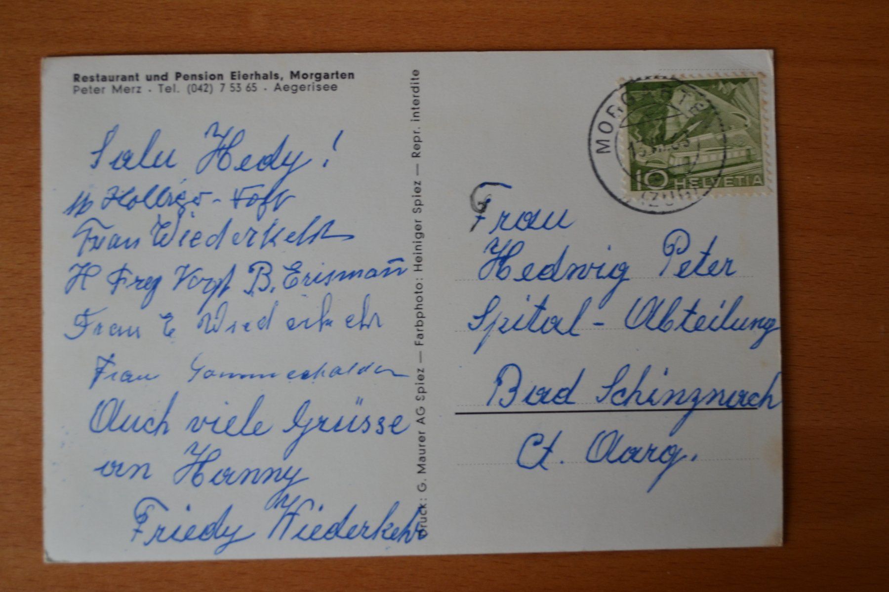 Cartoline postali: AK Morgarten Restaurant Eierhals – Usato da Beinwil am See venduto da kajak55 1