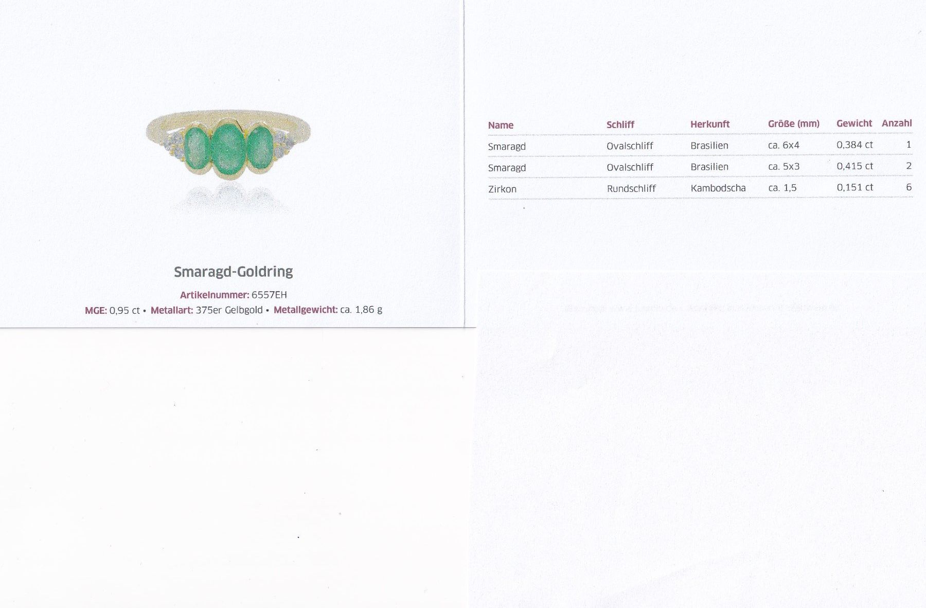 Anelli: Echtschmuck: Smaragd-Goldring. Grösse 53/17 – Nuovo (secondo la descrizione) da Zuchwil venduto da maumauchi 1