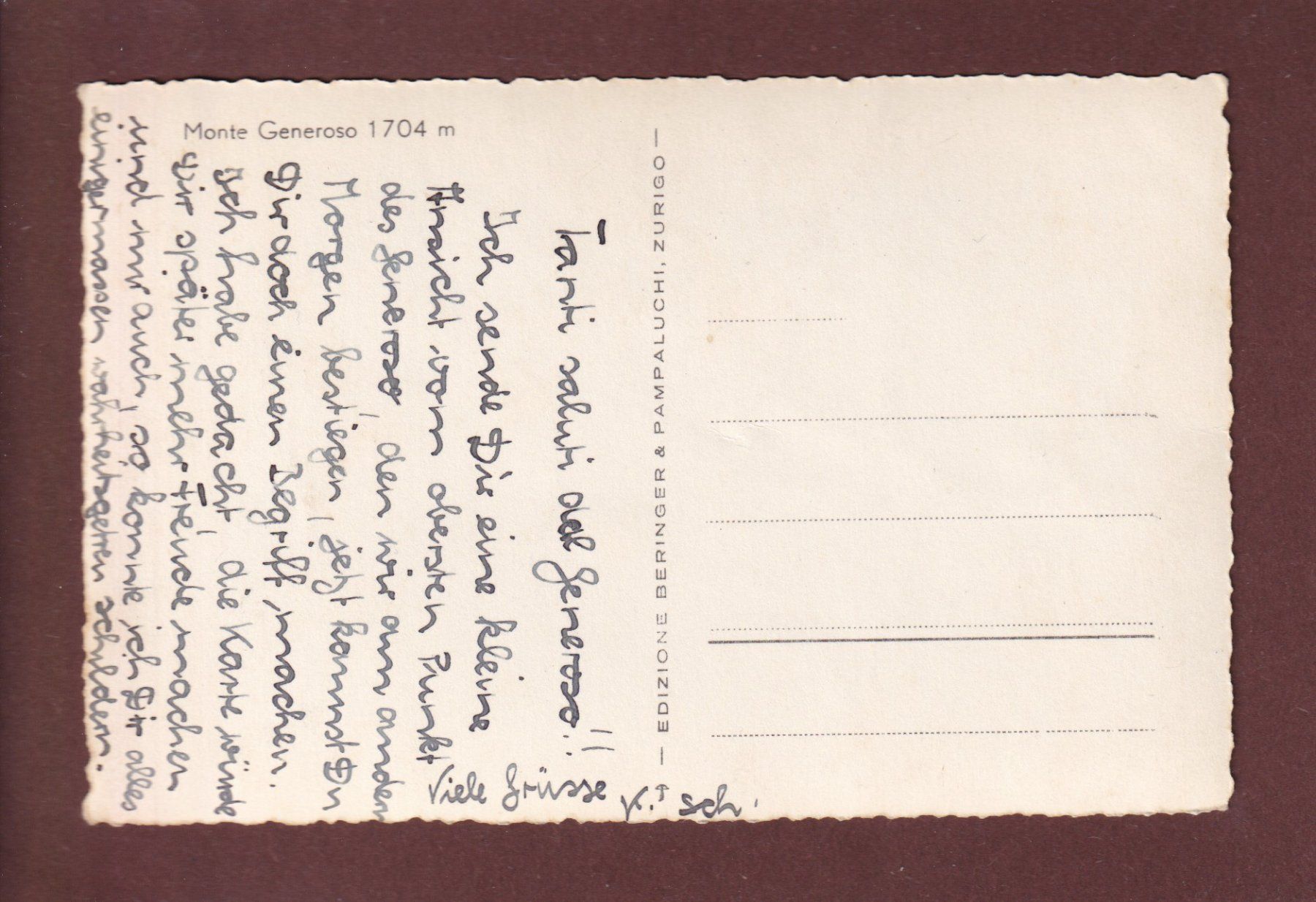Cartoline postali: MONTE GENEROSO - Sommet – Usato da Pully venduto da nicecards 1