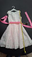 Sommerkleid Mädchen Gr. 134, Weiss/Rosa Blumenmuster