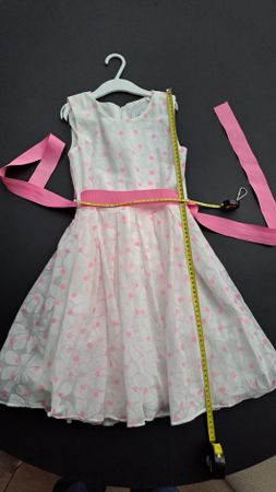 Sommerkleid Mädchen Gr. 134, Weiss/Rosa Blumenmuster