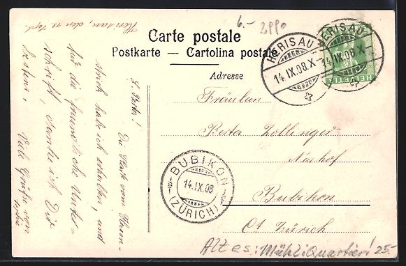 Cartoline postali: AK Herisau, Gesamtansicht, 1908 – Usato da Berlin venduto da bartko-reher 1