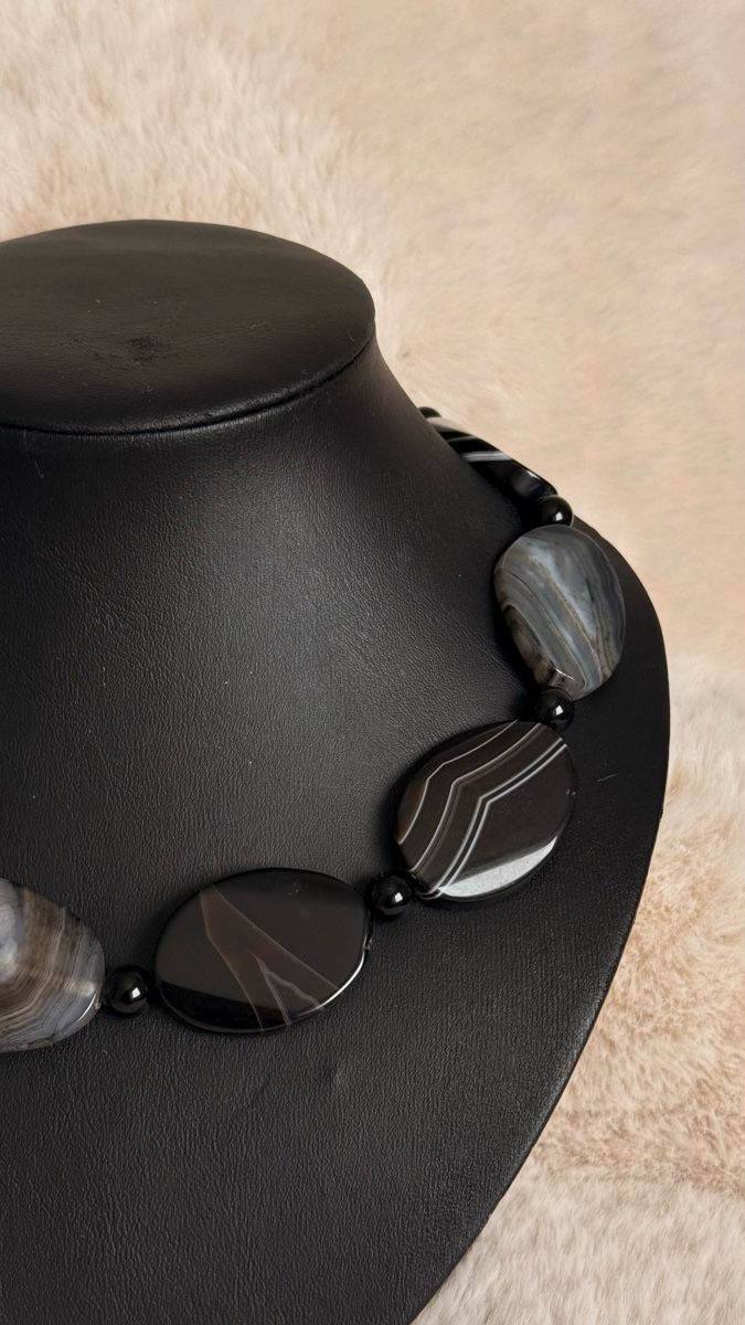 Catenine: Perles en agate noire naturelle. 45 cm – Usato da Delemont venduto da ann_ftj8 2