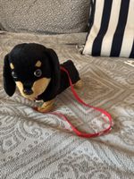 Peluche chien Teckel jouet avec laisse bon état