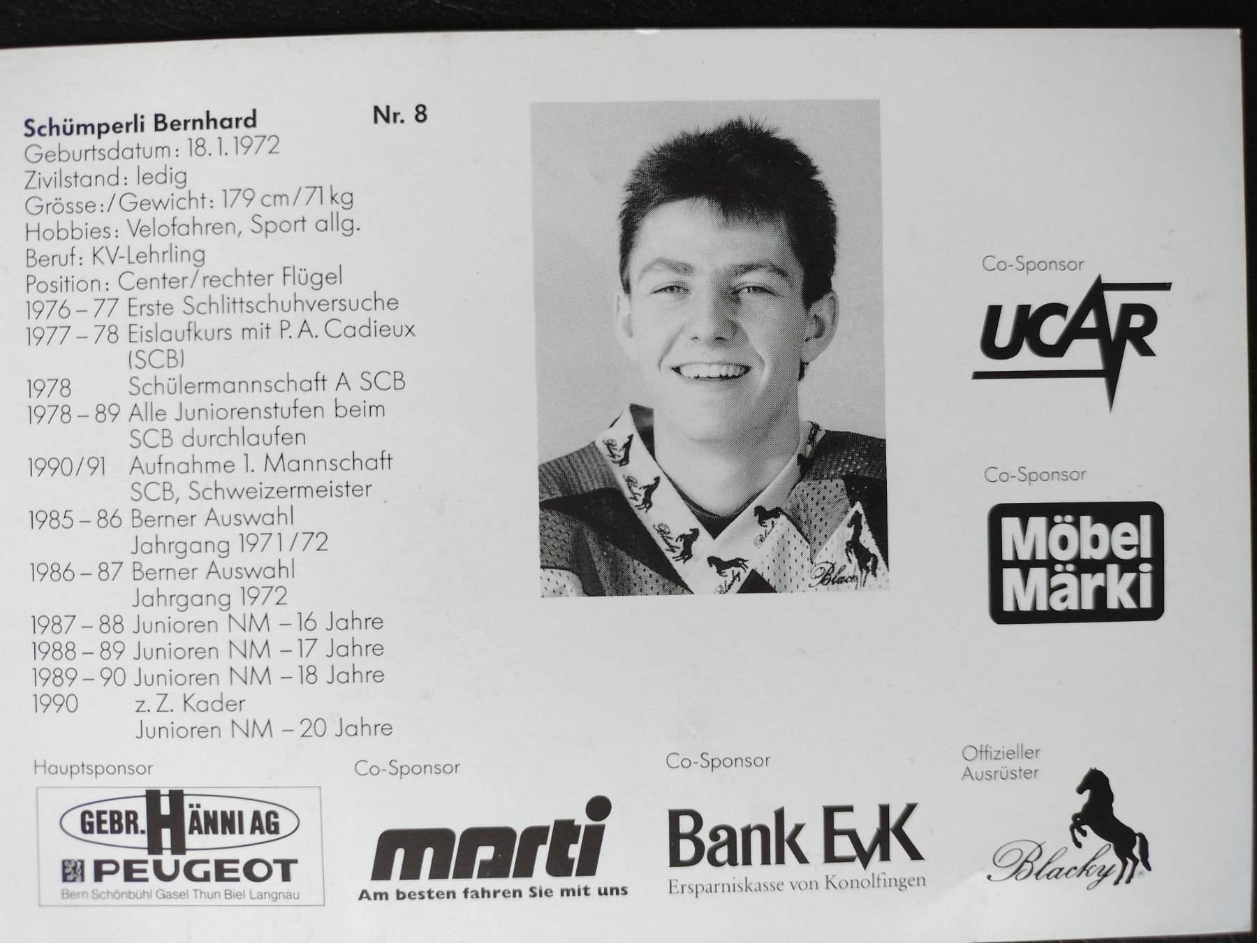 Autografi: SC Bern, SCB Autogrammkarte, Bernhard Schümperli – Usato da Schwanden Sigrisw venduto da len_9yqg 1