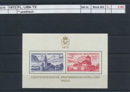 1972 Liechtenstein, "LIBA '72" - Block, ** postfrisch