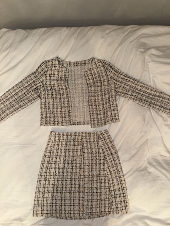 Damen Zweiteiler kariert weiss schwarz Grösse XS neu