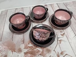 Aebi Keramik Tassen-Set 4-teilig schwarz rosa