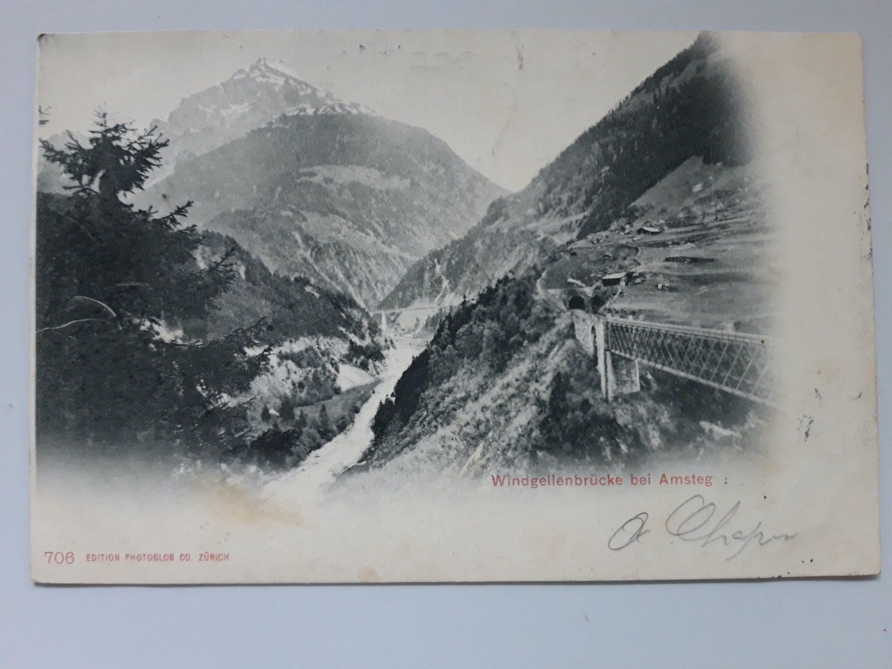 Cartoline postali: Windgellenbrücke bei Amsteg 1904 – Usato da Sargans venduto da nicsam1815