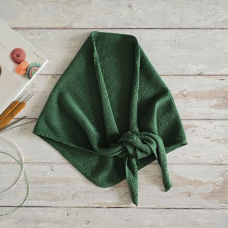 NEW Handmade Cotton Knitted Scarf, Green Triangle Scarf