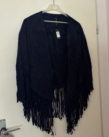 River Island Lederponcho, Navy