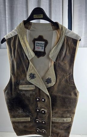 Skandal Trachten  Lederweste – Größe S – braun/beige