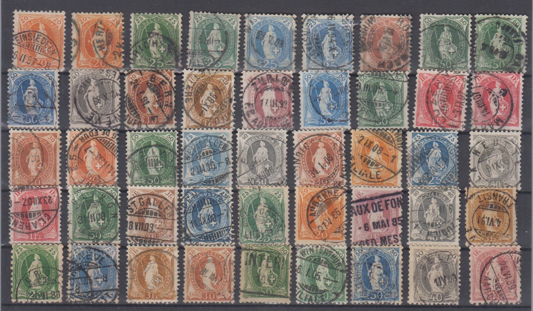 Tous les timbres: Lot de 45 Hélvéties debout non triées – D'occasion à Boécourt par Denteles66