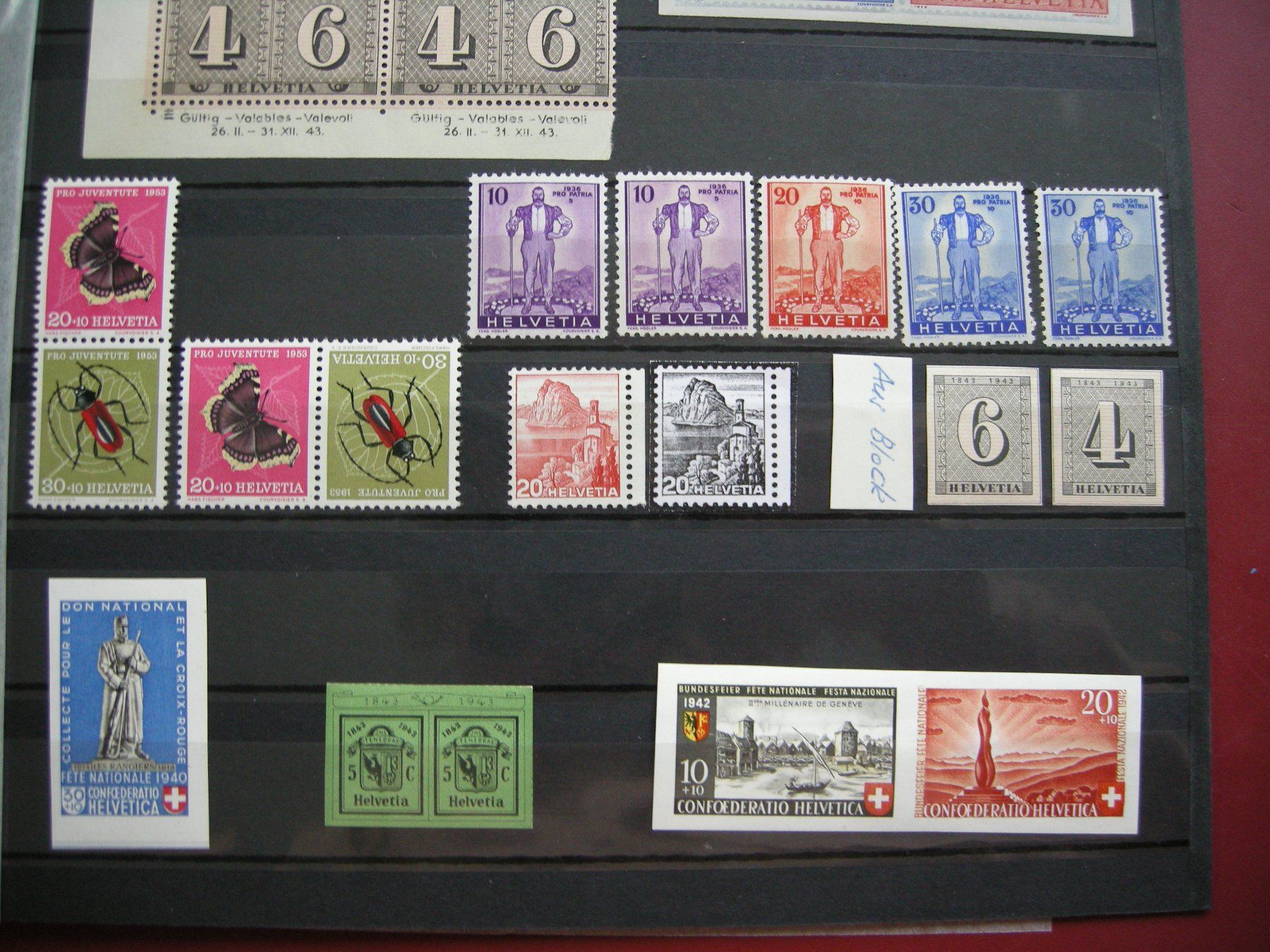 Alle Briefmarken: LOT ALTSCHWEIZ, BLOCKABSCHNITTE, POSTFRISCH/**, AB, W11 1938 – Gebraucht aus Rüti ZH von jupi1945 2