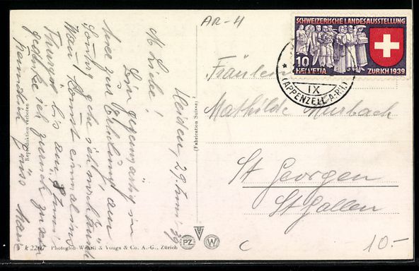 Ansichtskarten: AK Heiden, Mit Bodensee, 1939 – Gebraucht aus Berlin von bartko-reher 1