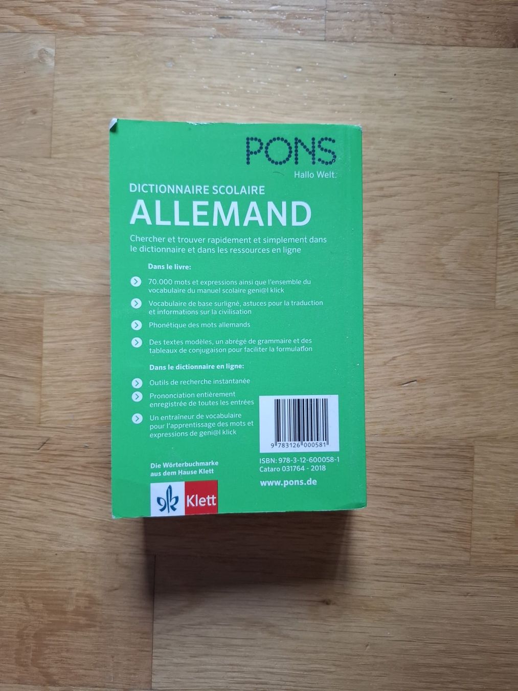 Libri: Dictionnaire PONS Allemand-Français – Usato da La Rippe venduto da mau_k826 1