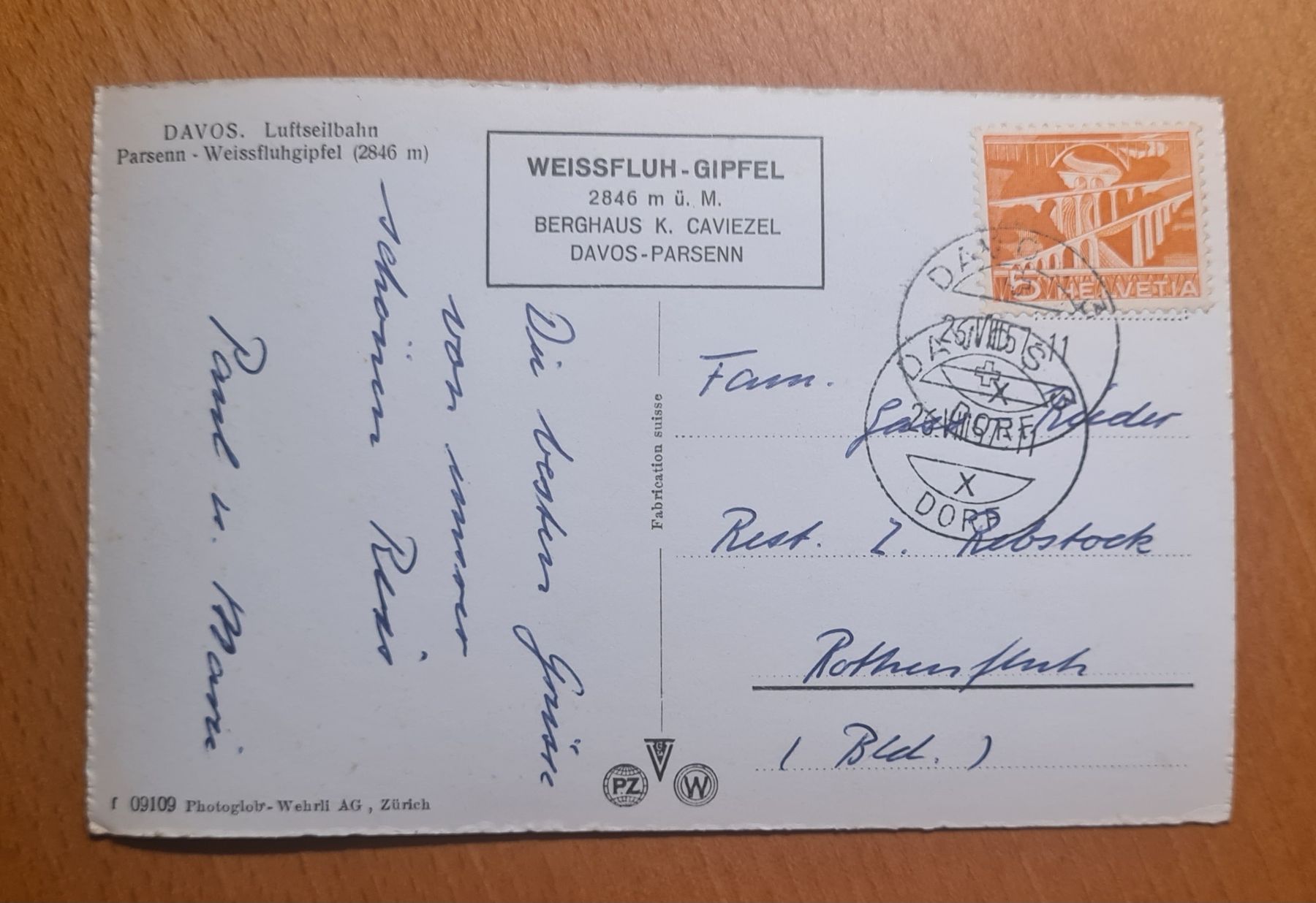 Cartoline postali: Luftseilbahn Parsenn, Davos 1957 – Usato da Ebikon venduto da Donar50 1