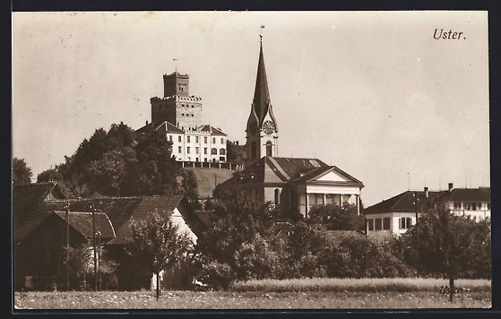 Cartoline postali: AK Uster, Ortspartie mit Kirche – Usato da Berlin venduto da bartko-reher