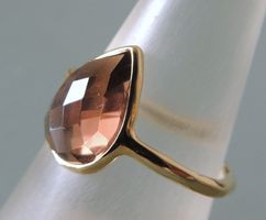 POMPIDOU vergoldeter Silber 925 Fingerring Rauchquarz Gr. 55