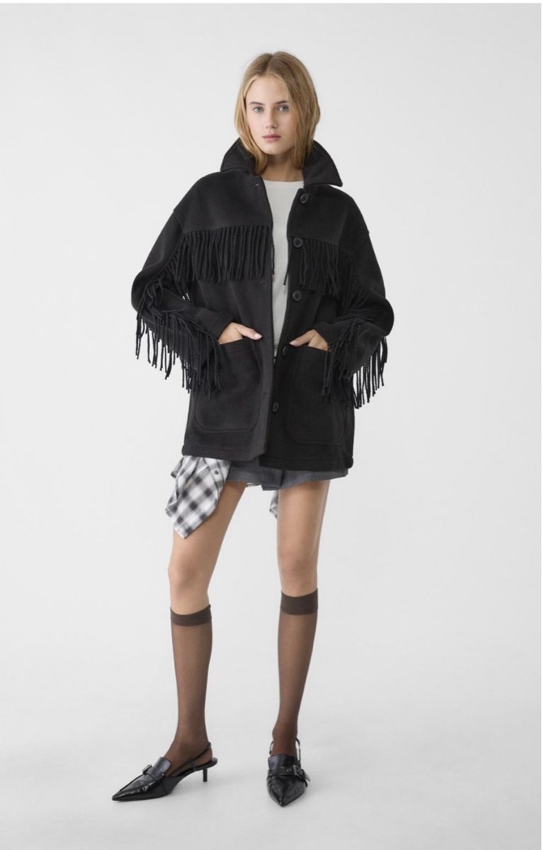 Giacche: Fringed Black Jacket - Western Style for Fall/Winter – Nuovo (secondo la descrizione) da Zug venduto da Astraion200