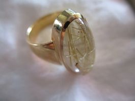 Ring Gold 750 mit Rutilquarz Oval NEU 14.7 Gr.
