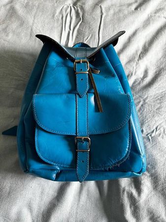 Leder Rucksack Blau