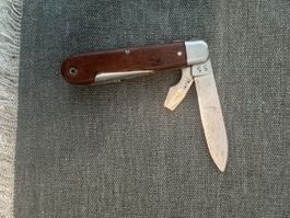 Taschenmesser braun Metall Klinge mit Griff alt 55