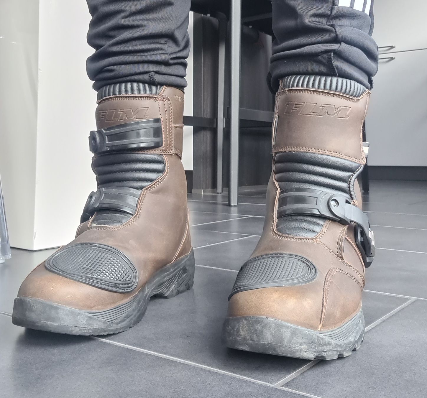Herrenschuhe: Bottes de moto FLM beige – Gebraucht aus Monthey von NoranIndio