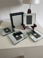 4 schlichte Spieghel/Glasuntersetzer mit Halter 10x10cm