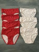 Migros Damenslip Gr.S, 7 x rot/beige mit Sternen