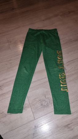 Grüne Sport Leggings mit Gold Schriftzug  gr 140 