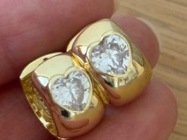 Luxus Elegante Mini Creolen Ohrstecker Farbe :Gold/Herz